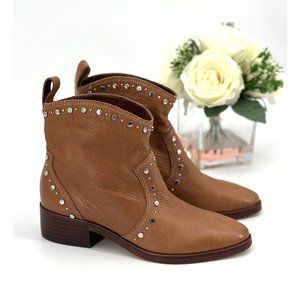 Dolce Vita Tobin Studded Bootie Womens Size 7 Ankle Boots Brown Leather